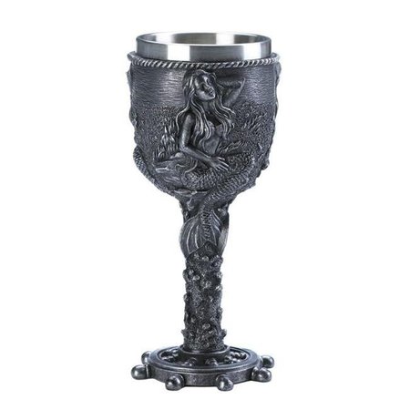 DRAGON CREST Dragon Crest 10018976 Stone-Look Old World Goblet with Nautical Mermaid Design 10018976